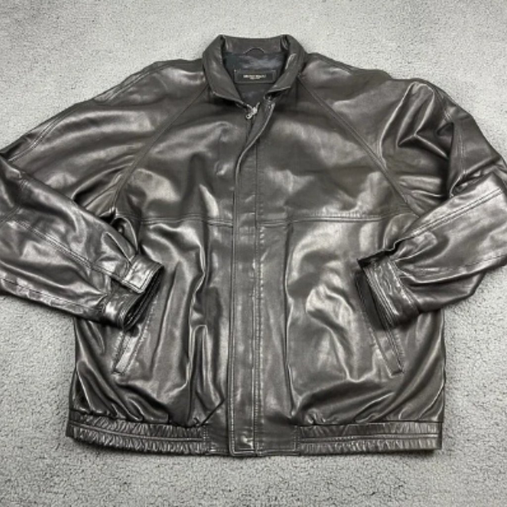 Bruno Magli Leather Jacket Mens 50 Brown Bomber Biker Luxury Italy